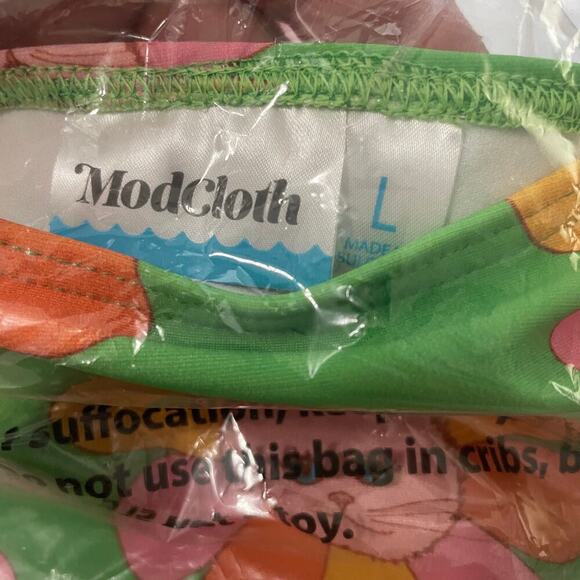 ModCloth Large Marisol Muro Sara High Waisted Bikini Bottom Green Floral Cat - Picture 8 of 8